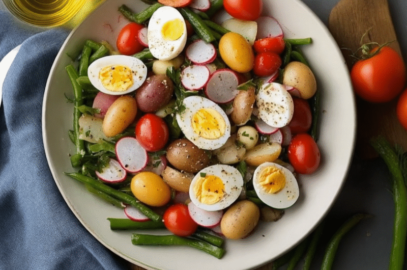 French Niçoise Salad with Jammy Eggs & Herbed Dressing